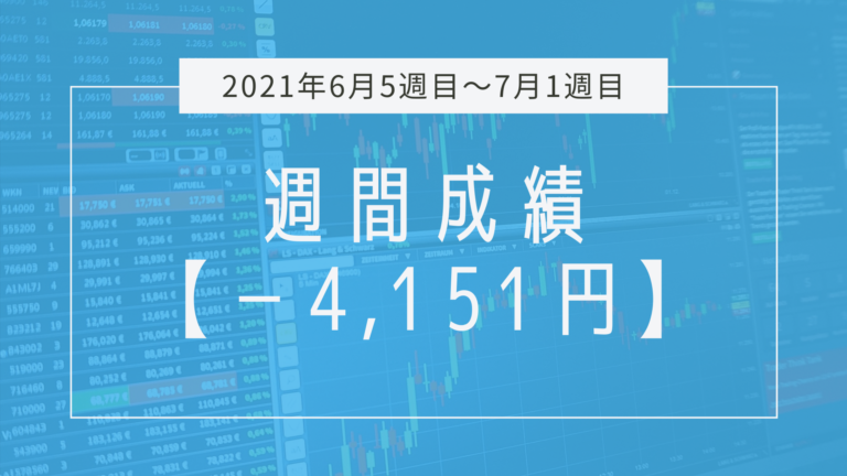 ショボい決済でマイナスな週【2021年6月5週目～7月1週目】成績と振り返り