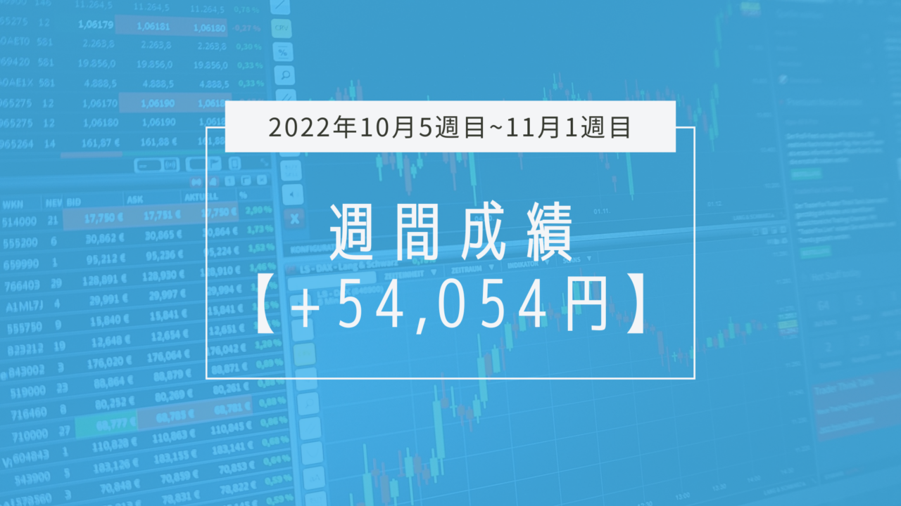 +54,054円【2022年10月5週目~11月1週目】成績と振り返り